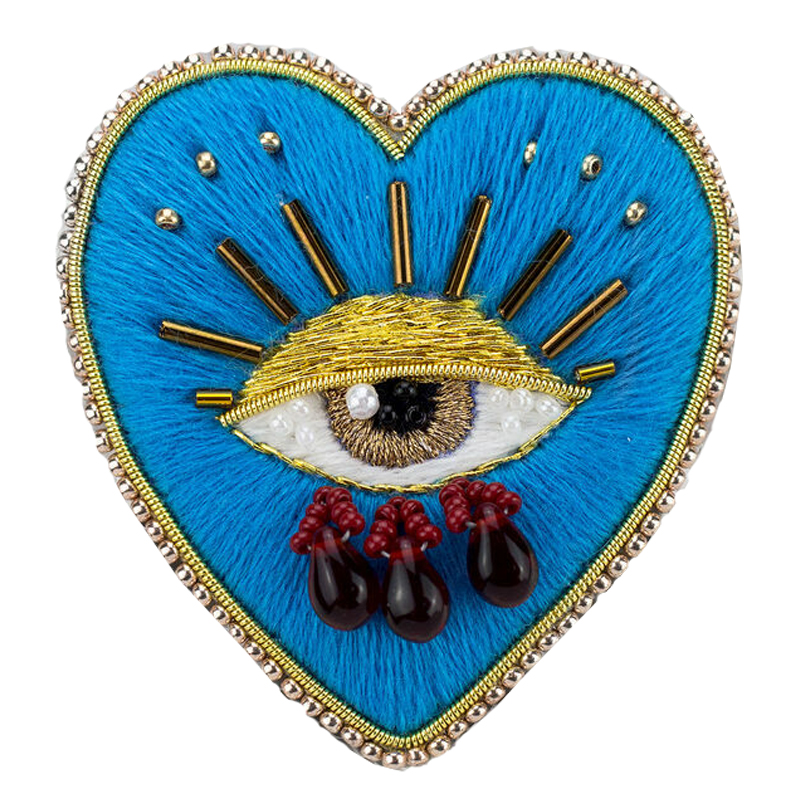 Авторская Брошь Синее Сердце Королевы Brooch Blue Heart Queen Синий в Новосибирске | Loft Concept 