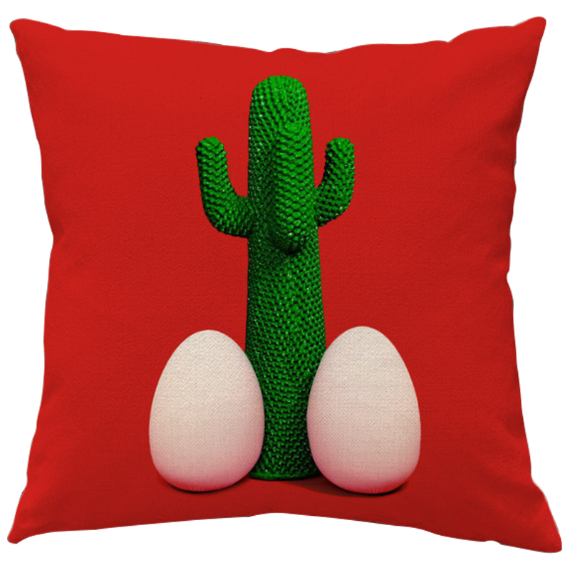 Декоративная подушка Seletti Cushion God Cactus Красный Зеленый Белый в Новосибирске | Loft Concept 