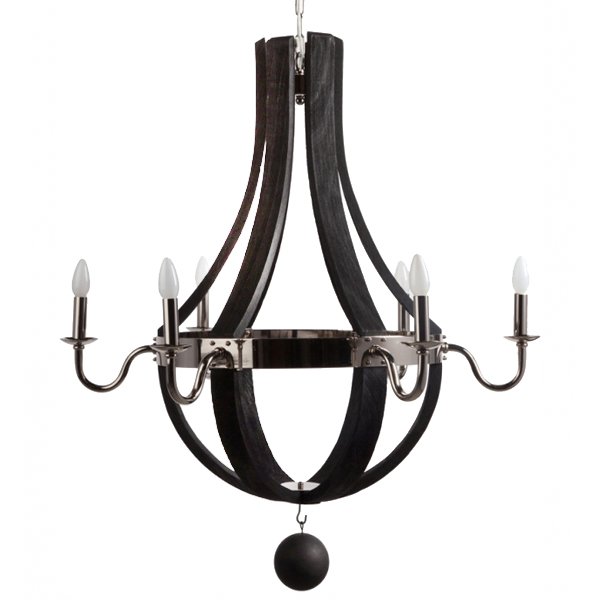 Люстра RH Wine Barrel chandelier Polished nickel Черный в Новосибирске | Loft Concept 