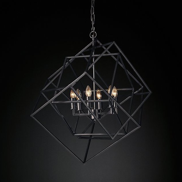 Люстра RH Caged Cubist Pendant black Черный в Новосибирске | Loft Concept 