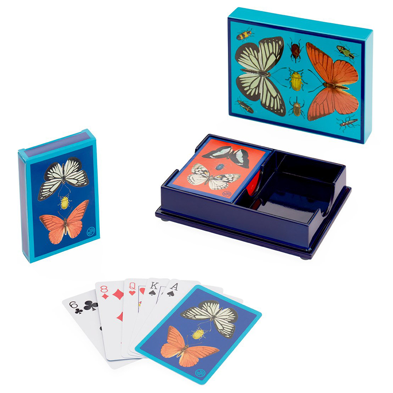 Игральные карты BOTANIST LACQUER CARD SET  Jonathan Adler Синий Голубой Мульти в Новосибирске | Loft Concept 