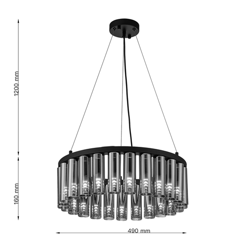 Люстра со стеклянными цилиндрическими плафонами Luminous Cylinders Smoky Round в Новосибирске