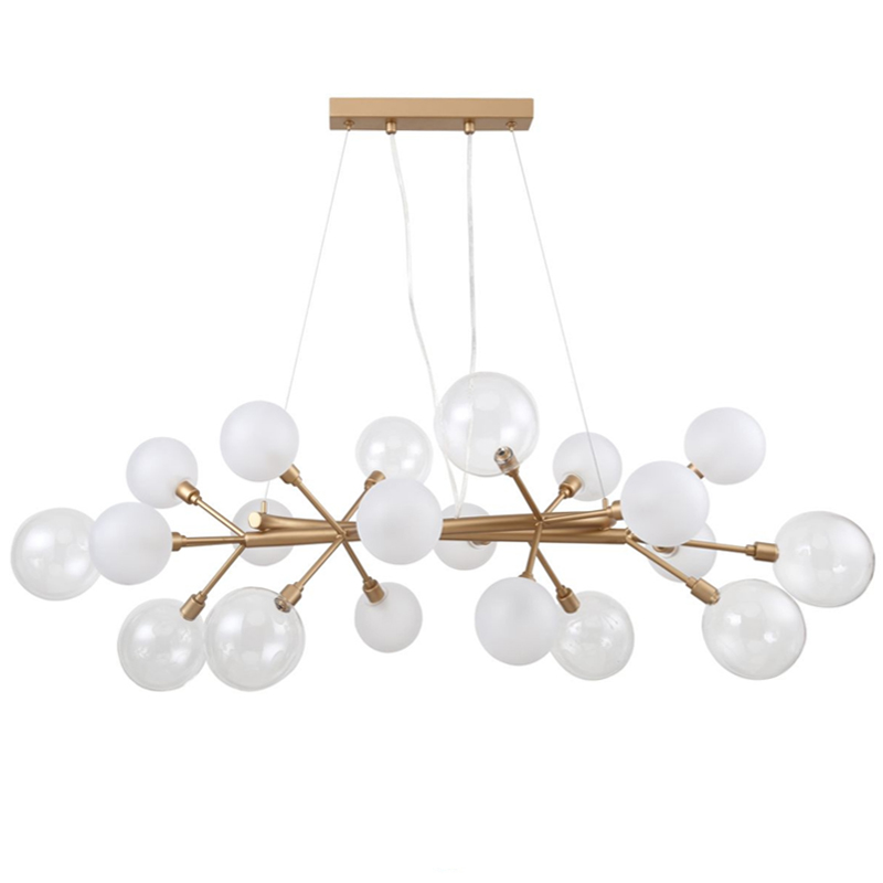 Люстра Berries Chandelier Rectangle White 100 матовое золото Прозрачный Прозрачный белый в Новосибирске | Loft Concept 