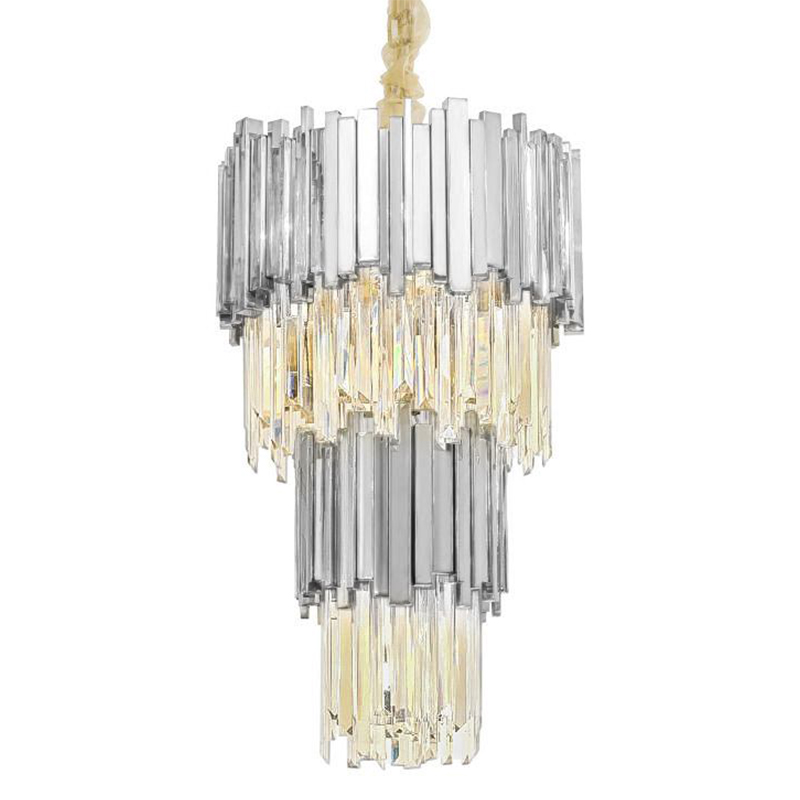 Люстра многоярусная Luxxu Modern Cascade Chandelier Silver Metal Glass 45 Серебряный Прозрачное Стекло в Новосибирске | Loft Concept 