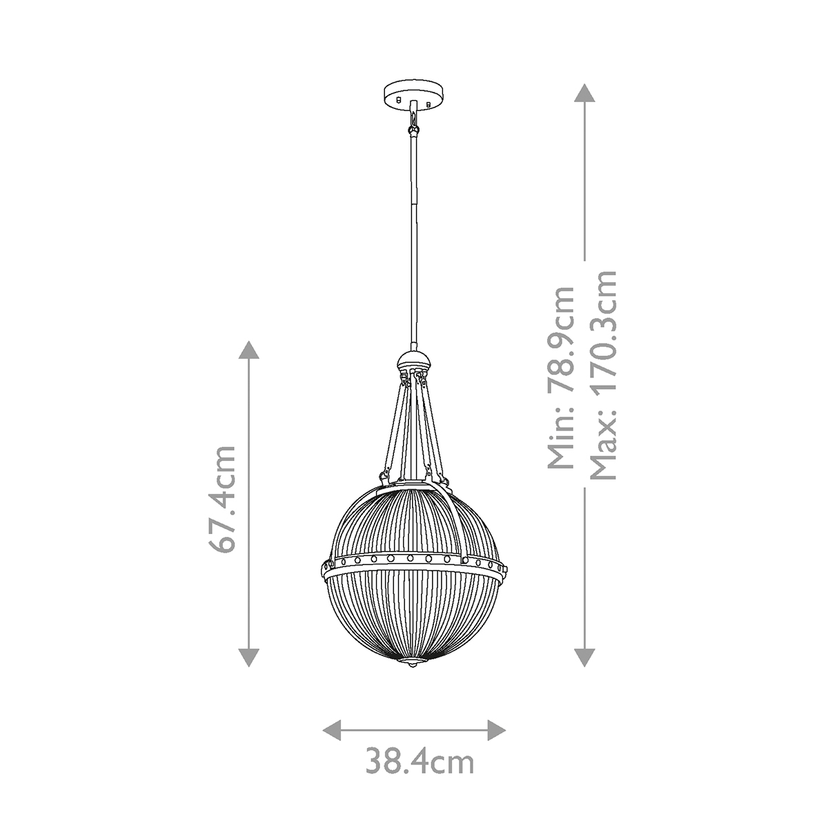 Подвесной светильник с рифленым стеклянным плафоном в форме шара Kichler в Новосибирске
