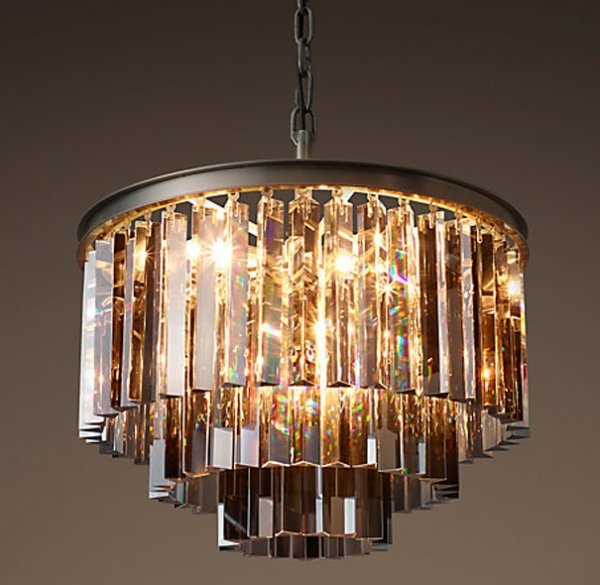 Люстра RH 1920s Odeon Smoke Glass Fringe Chandelier - 3 rings Черный в Новосибирске | Loft Concept 