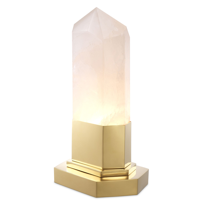 Настольная лампа Eichholtz Table Lamp Rock Crystal Золотой Молочный в Новосибирске | Loft Concept 