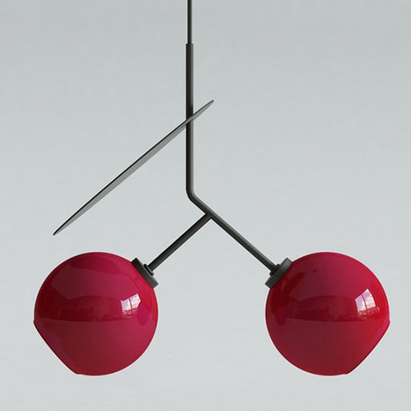 Подвесной светильник Cherry Pendant Double Red Красный Черный в Новосибирске | Loft Concept 