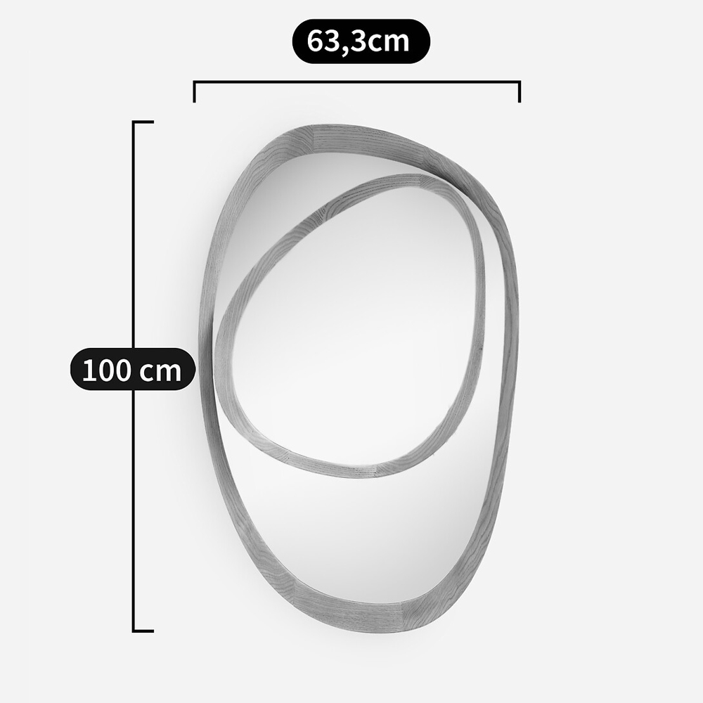 Ассиметричное зеркало в дубовой раме Infinity Symbol в Новосибирске