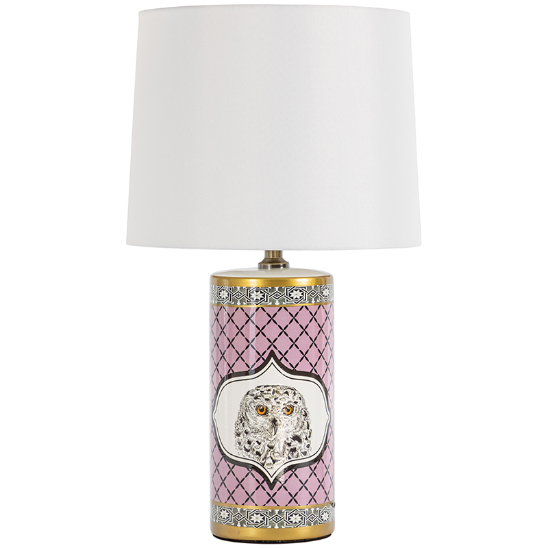 Настольная лампа Owl Collection Pink Lampshade Белый Розовый Черно-белый Золотой в Новосибирске | Loft Concept 