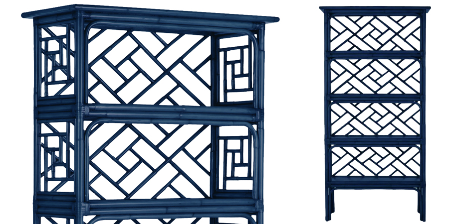 Стеллаж Синий Bamboo Chippendale Etagere Blue Стеллаж Синий Bamboo Chippendale Etagere Blue - Loft-Concept в Новосибирске
