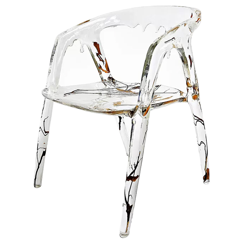 Стул из прозрачного акрила Crystal Waterfall Armchair Прозрачный Коричневый Оранжевый в Новосибирске | Loft Concept 