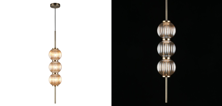 Подвесной светильник Shell Beads с янтарным стеклом Подвесной светильник Shell Beads с янтарным стеклом - Loft-Concept в Новосибирске