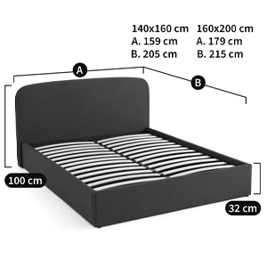 Двуспальная кровать с подъемным механизмом Mathise Bed Deep Blue в Новосибирске