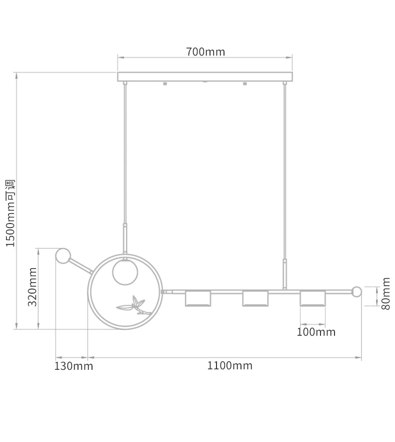 Линейный светильник Metal Wood Ring Leaf Linear Light в Новосибирске