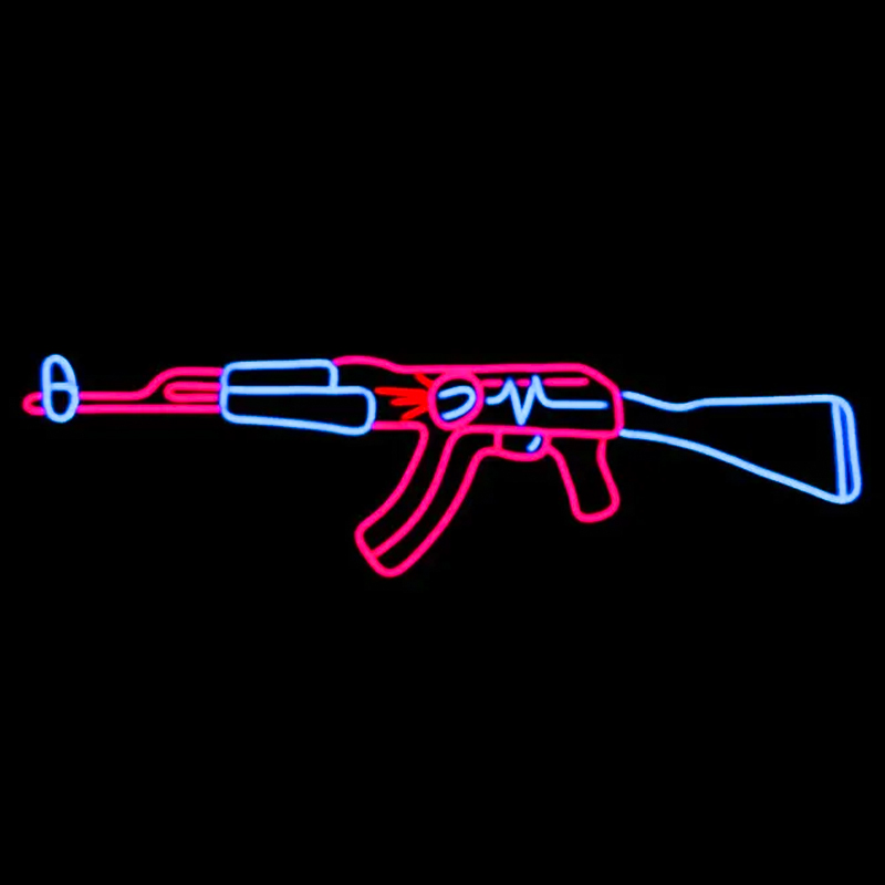 Неоновая настенная лампа Machine Gun Neon Wall Lamp Прозрачный Розовый Голубой в Новосибирске | Loft Concept 