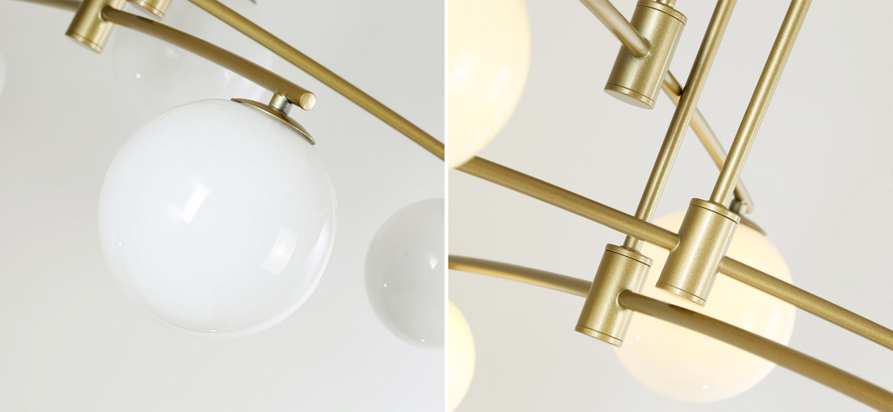 Люстра матового золотого цвета с белыми плафонами B.LUX C 9 Ламп - фото №1