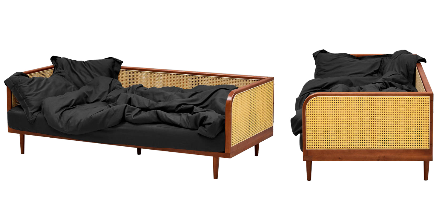 Диван с отделкой из ротанга Nava Rattan Decor Sofa - фото №3