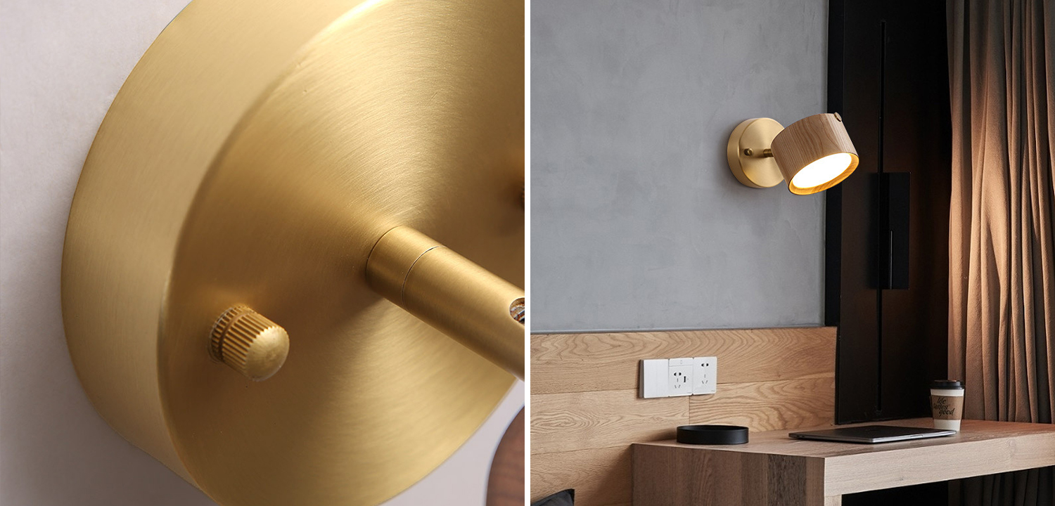 Настенный светодиодный светильник-спот с цилиндрическим плафоном из дерева BERNY - фото №1