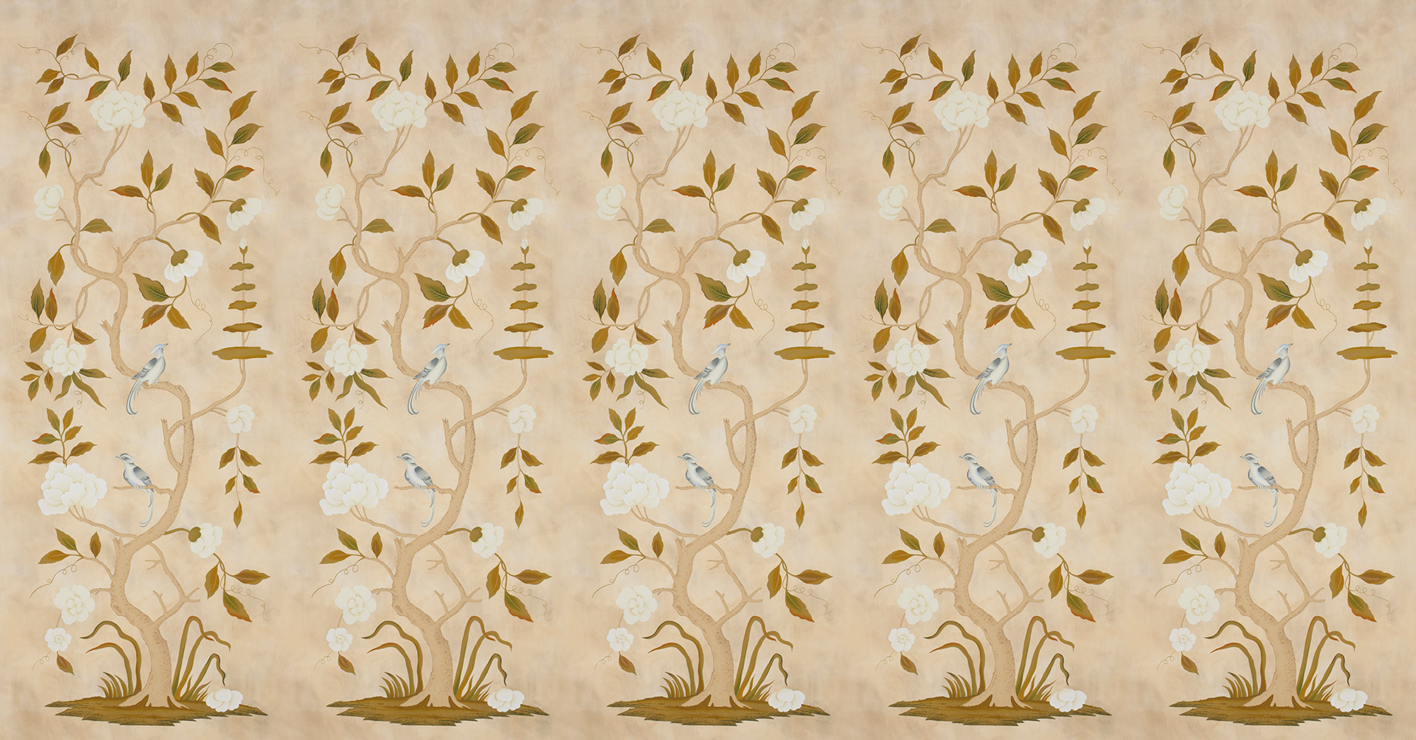 Обои ручная роспись Gustavian Tree of Life Special Colourway on Edo custom white painted silk Обои ручная роспись Gustavian Tree of Life Special Colourway on Edo custom white painted silk - постер Loft-Concept в Новосибирске
