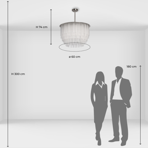 Люстра круглая с прозрачными стеклянными трубками Nembus в Новосибирске