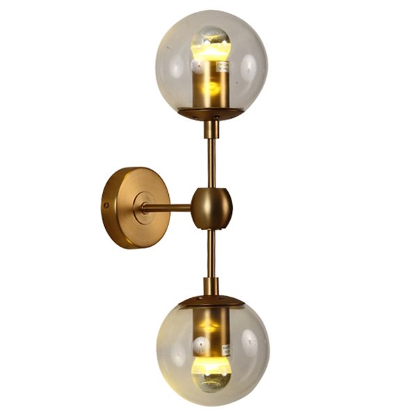 Бра Modo Sconce 2 Globes Gold Золотой Янтарь (Amber) Прозрачное Стекло в Новосибирске | Loft Concept 