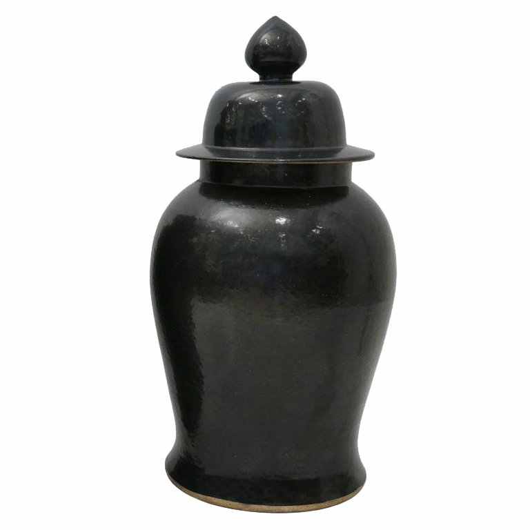 Ваза Black Ceramic Chinese Jars with Lids Черный в Новосибирске | Loft Concept 