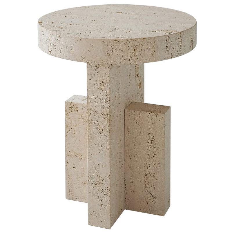 Приставной стол Clarence Travertine Side Table Бежевый в Новосибирске | Loft Concept 