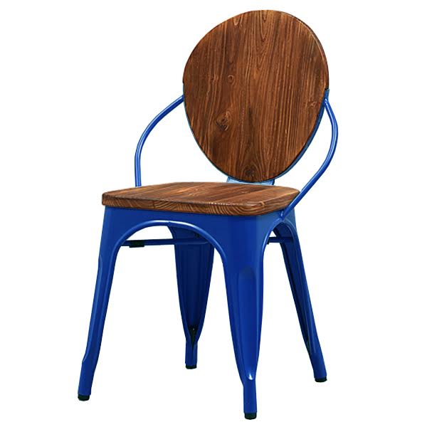 Стул Tolix chair Wooden Blue Дуб темный Синий в Новосибирске | Loft Concept 