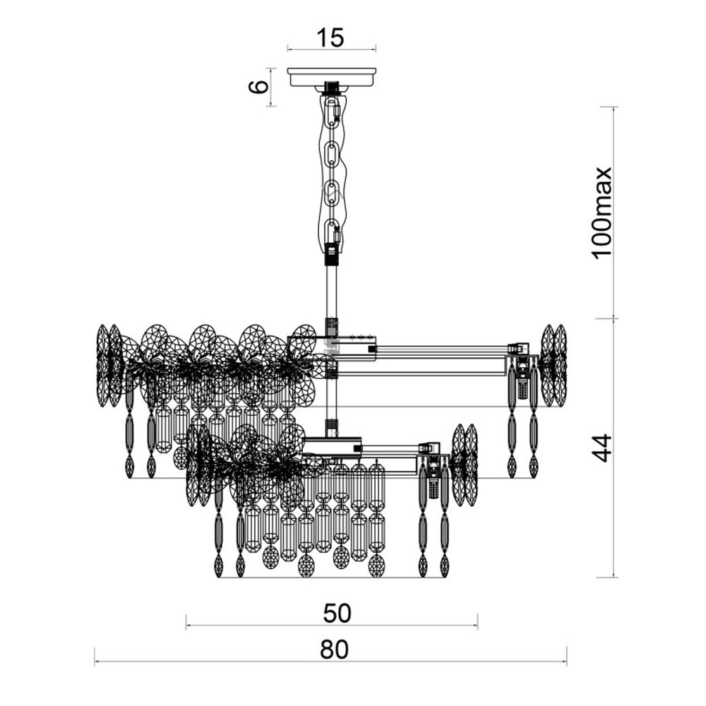 Люстра круглая с декоративными элементами в виде крупных хрустальных цветов Palace Gardens в Новосибирске
