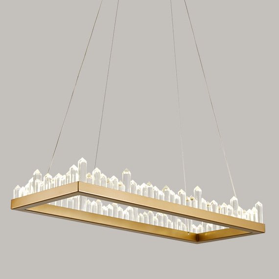 Люстра Crystal Rock Rectangle Chandelier Латунь Прозрачное Стекло в Новосибирске | Loft Concept 