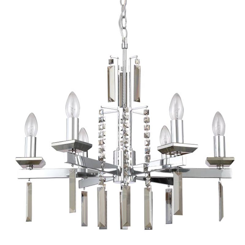 Люстра Vivien Crystal Chrome Chandelier 6 Хром Серый в Новосибирске | Loft Concept 