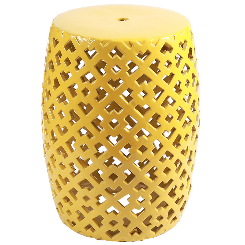 Керамический табурет Yellow Ornament Ceramic Stool Желтый в Новосибирске | Loft Concept 