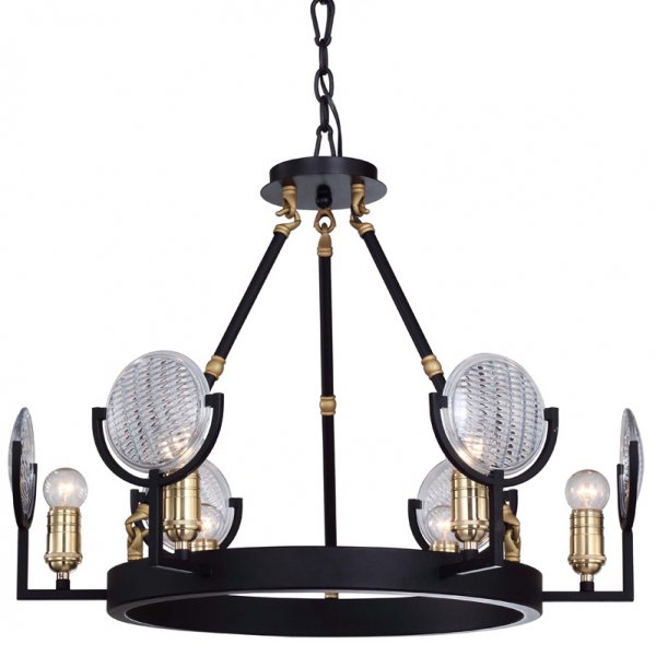 Люстра RH Gaslight Lens Chandelier 6 Черный в Новосибирске | Loft Concept 