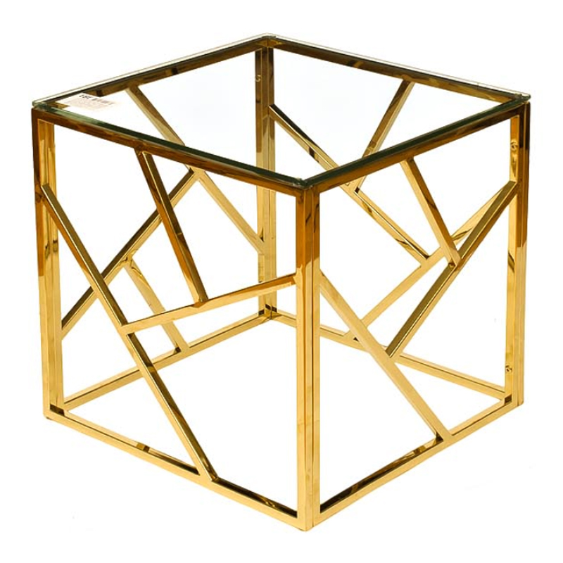 Приставной стол Serene Furnishing Gold Clear Glass Top Side Table Золотой Прозрачное Стекло в Новосибирске | Loft Concept 