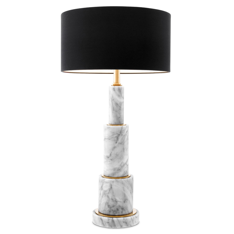 Настольная лампа Eichholtz Table Lamp Dax Белый Мрамор Bianco Черный Глянцевое золото в Новосибирске | Loft Concept 