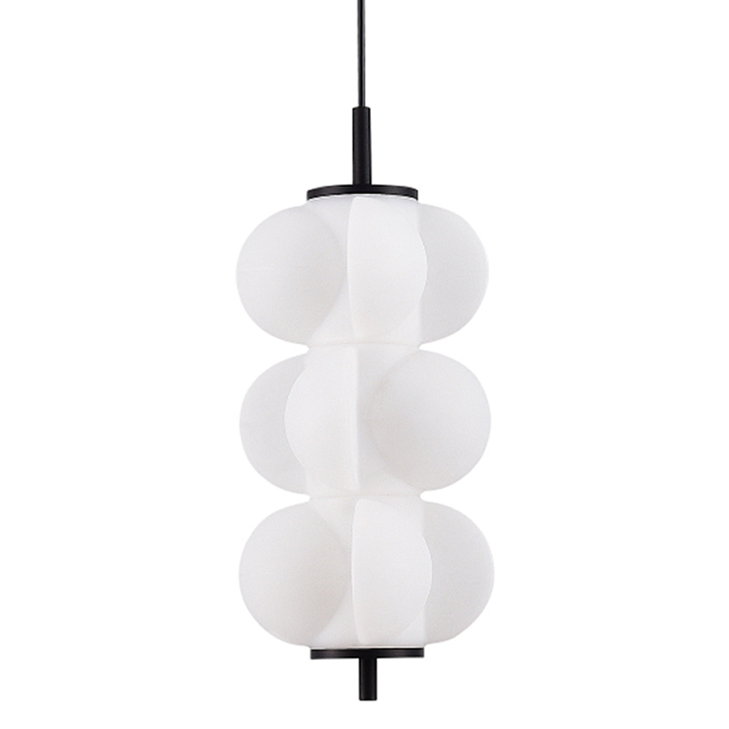 Светодиодный подвесной светильник геометрической формы с белым воздушным плафоном Glowing Cloud Белый Черный в Новосибирске | Loft Concept 