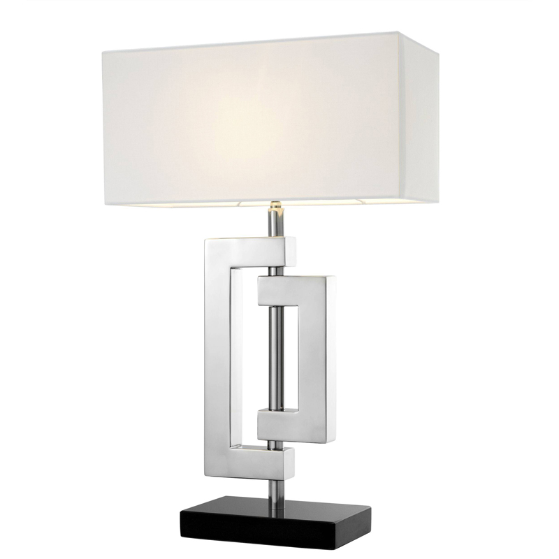 Настольная лампа Eichholtz Table Lamp Leroux stainless steel Белый Нержавеющая сталь Черный в Новосибирске | Loft Concept 