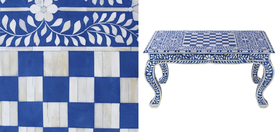 Стол синий отделка кость BLUE BONE INLAY CHESS COFFEE TABLE Стол синий отделка кость BLUE BONE INLAY CHESS COFFEE TABLE - Loft-Concept в Новосибирске