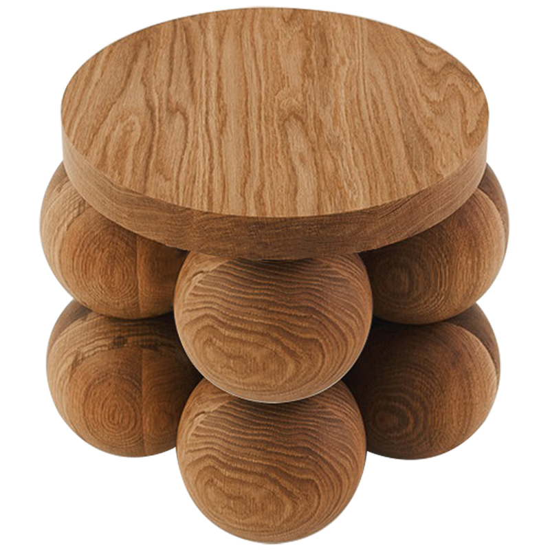 Приставной стол деревянный Wooden Spheres Unique Shaped Side Table Коричневый в Новосибирске | Loft Concept 