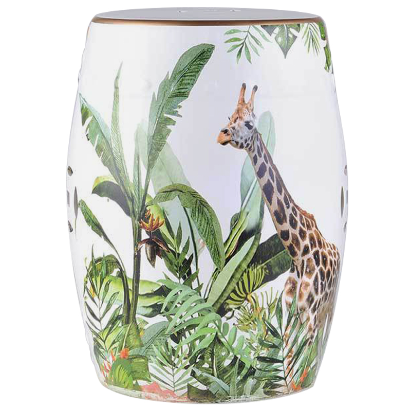 Керамический табурет Giraffe Tropical Animal Ceramic Stool White Белый Зеленый Коричневый в Новосибирске | Loft Concept 