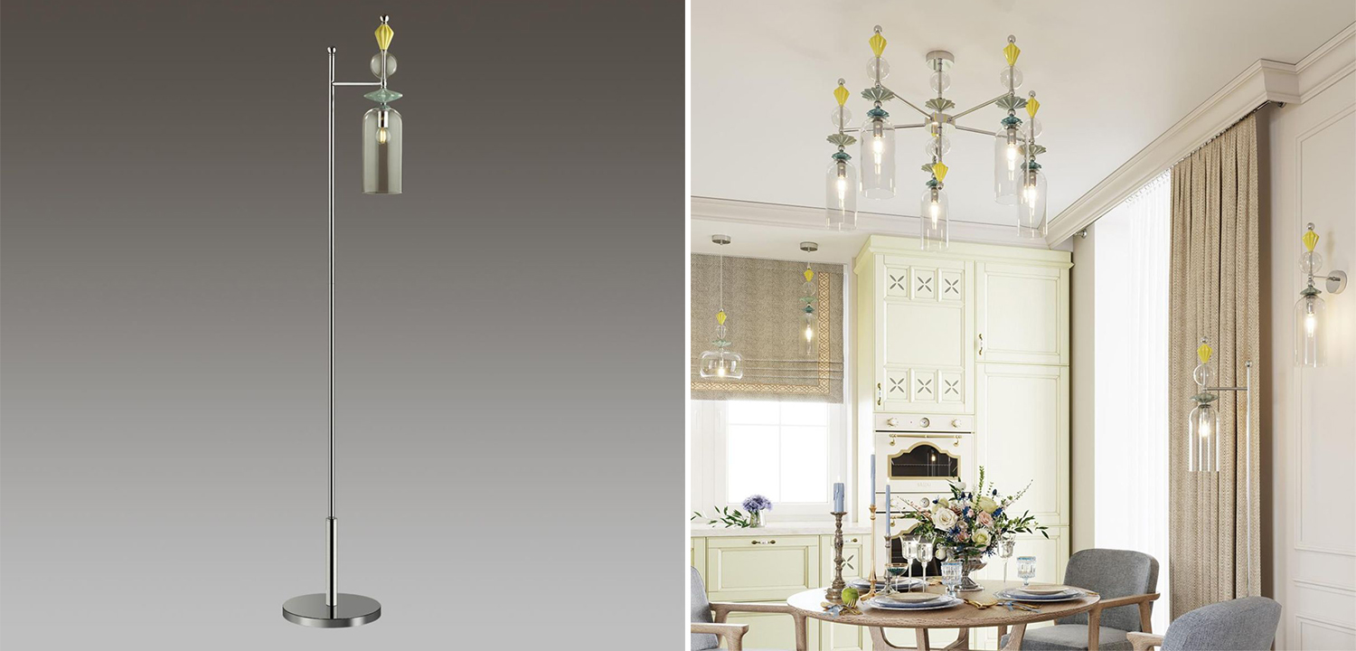 Торшер Iris Glass Floor lamp Candy chrome - фото