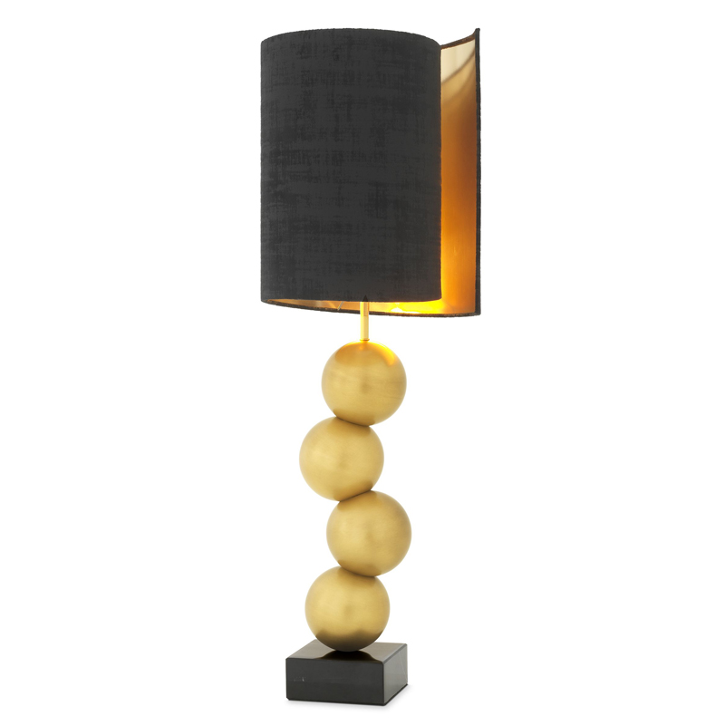 Настольная лампа Eichholtz Table Lamp Aerion Brass Черный Латунь Античная полированная Черный Мрамор Nero в Новосибирске | Loft Concept 