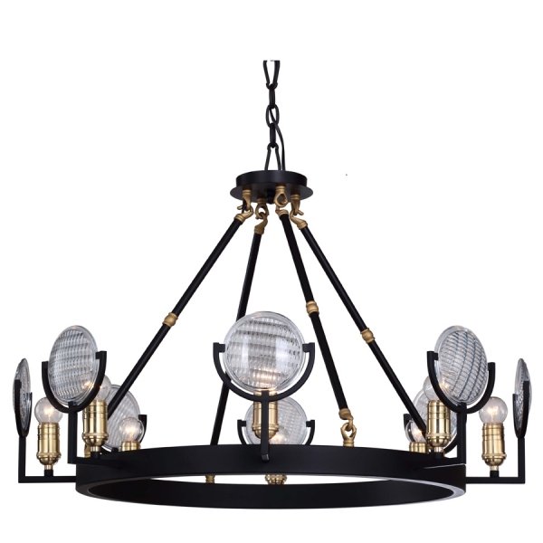 Люстра RH Gaslight Lens Chandelier 8 Черный в Новосибирске | Loft Concept 