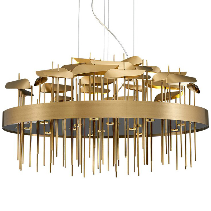 Светодиодная дизайнерская инсталляция ANODINE Perlina Disk Chandelier Золотой в Новосибирске | Loft Concept 