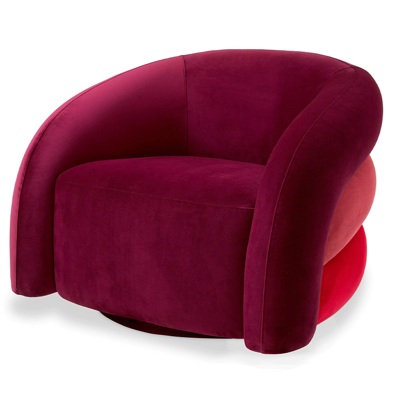 Кресло Eichholtz Chair Novelle Bordeaux Red Velvet Бургундский красный Коралловый Красный в Новосибирске | Loft Concept 