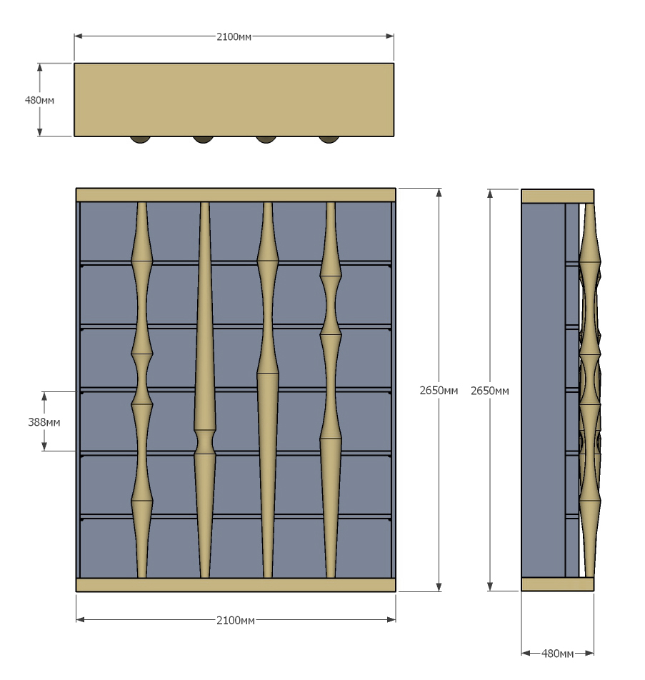 Стеллаж Oak Columns & Blue в Новосибирске