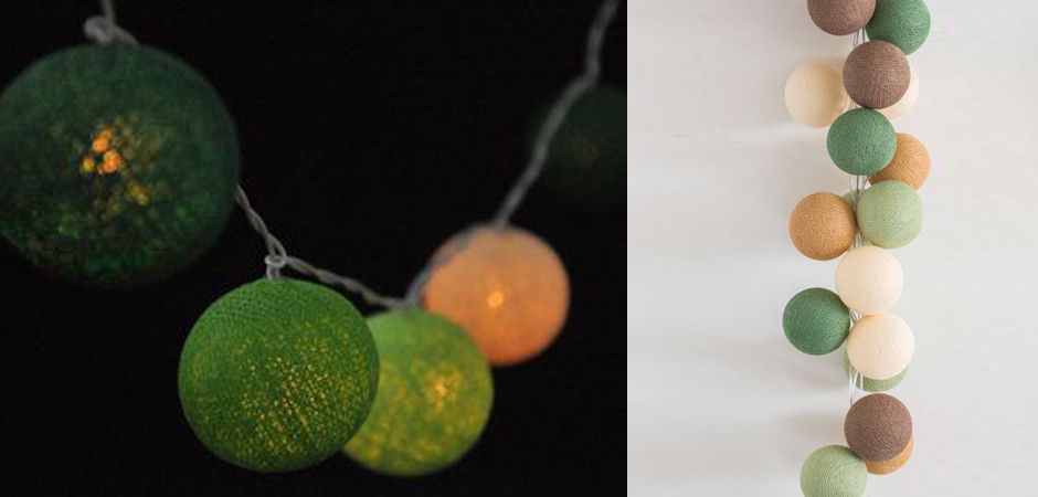 Гирлянда хлопковые фонарики Сotton Ball Forest Green - Loft-Concept в Новосибирске