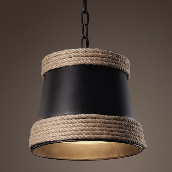 Подвесной светильник Black & Hemp Pendant Lamp Черный в Новосибирске | Loft Concept 