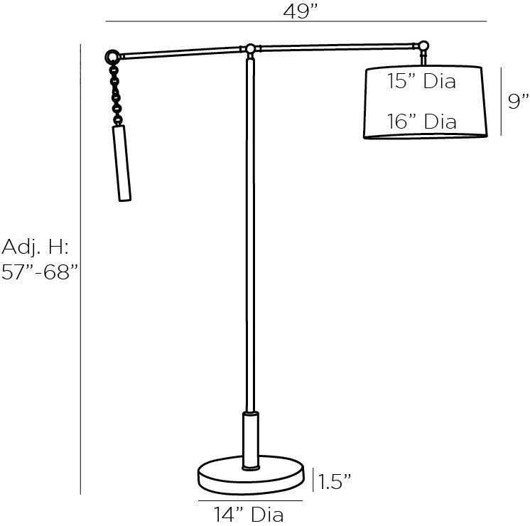 Торшер Arteriors NEWARK FLOOR LAMP Black в Новосибирске